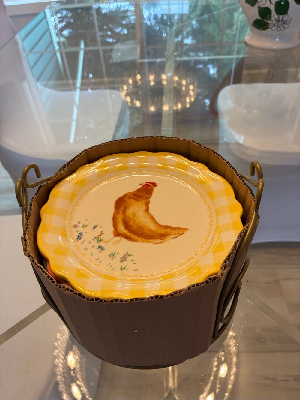 The Pioneer Woman Yellow Gingham Chicken Salad Plate